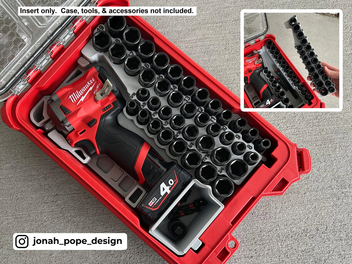 Milwaukee Packout Insert for Packout M12 Stubby 3/8" Impact | Jonah Pope Design (Insert Only)