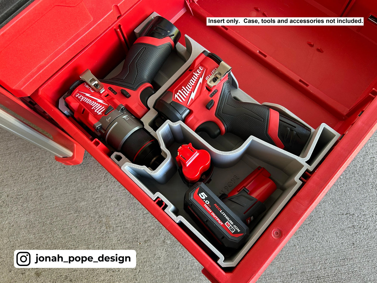 Packout Tool Box Drawer Insert for M12 Drill and Impact Driver Gen3  | Jonah Pope Design (Insert-only)