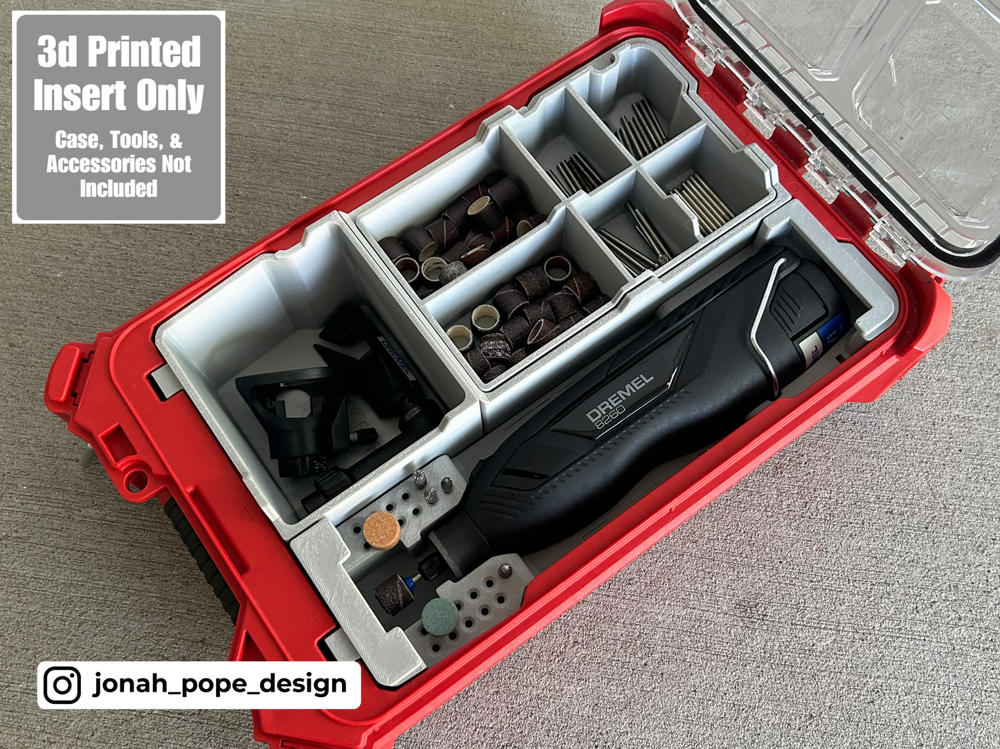 DREMEL 8250/8260 Rotary Tool Insert for Milwaukee Packout  | Jonah Pope Design (Insert-only)