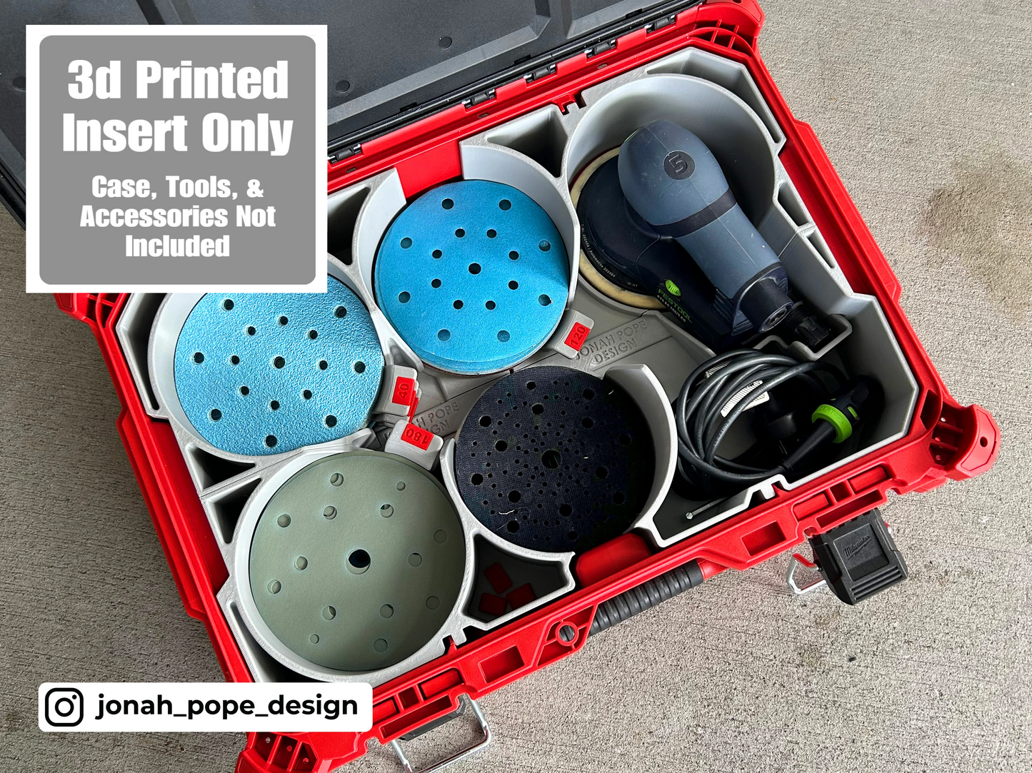 Milwaukee Packout Insert for Festool ETS EC150 & 6" Sander Discs | Jonah Pope Design (Insert-only)