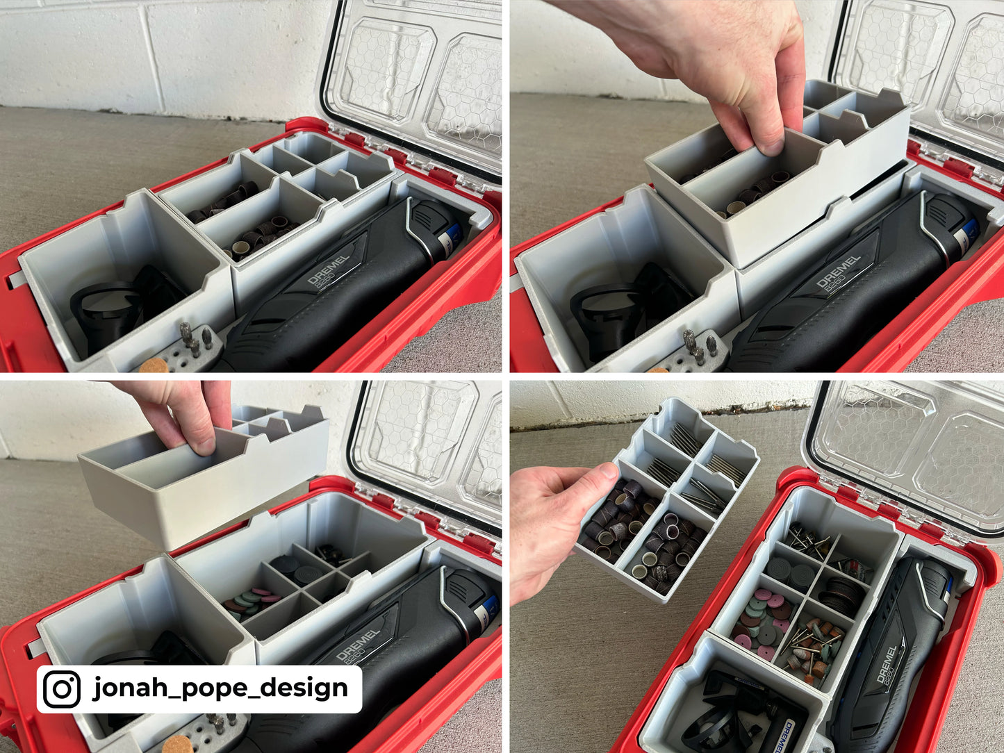 DREMEL 8250/8260 Rotary Tool Insert for Milwaukee Packout  | Jonah Pope Design (Insert-only)