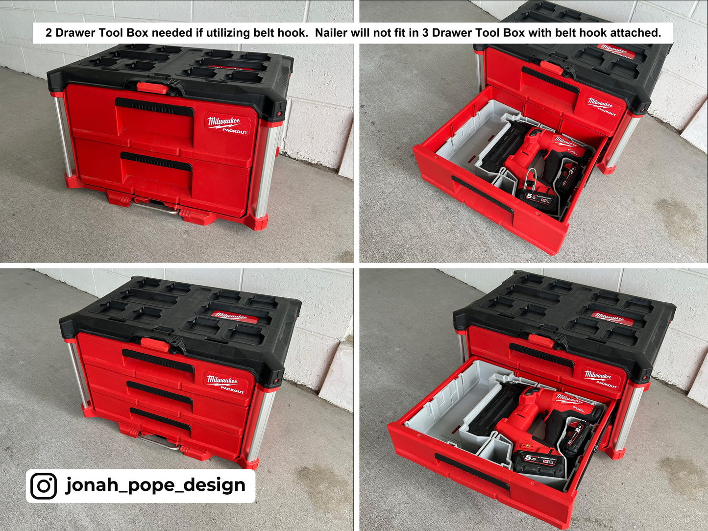 M18 Brad Nailer Insert for Milwaukee Packout Toolbox Drawer  | Jonah Pope Design (Insert-only)