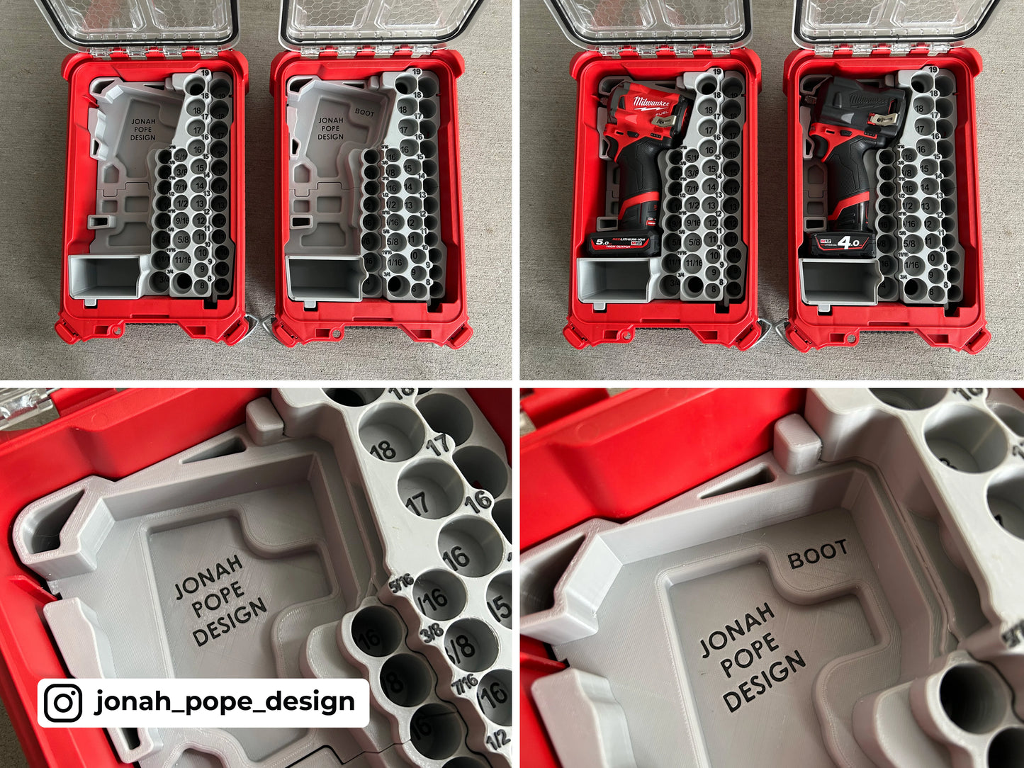 Milwaukee Packout Insert for Packout M12 Stubby 3/8" Impact | Jonah Pope Design (Insert Only)