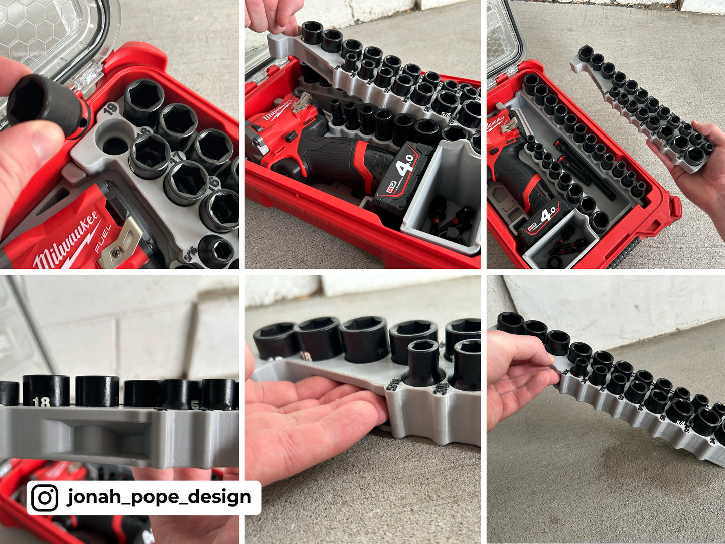 Milwaukee Packout Insert for Packout M12 Stubby 3/8" Impact | Jonah Pope Design (Insert Only)