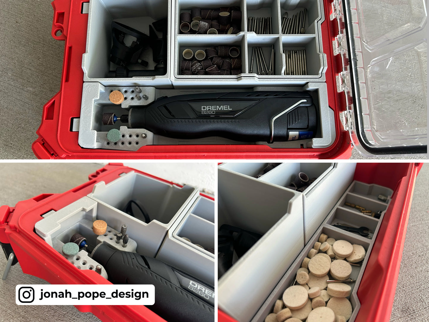 DREMEL 8250/8260 Rotary Tool Insert for Milwaukee Packout  | Jonah Pope Design (Insert-only)