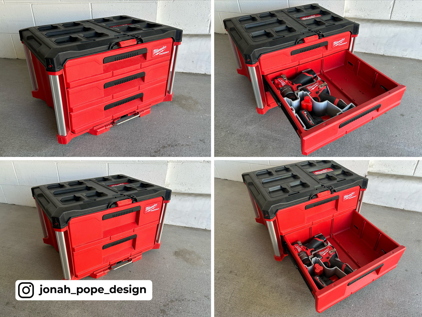 Packout Tool Box Drawer Insert for M12 Drill and Impact Driver Gen3  | Jonah Pope Design (Insert-only)