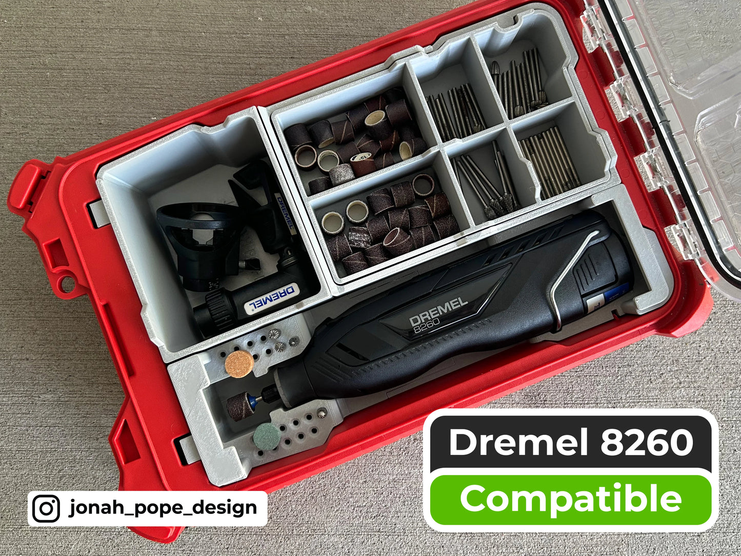 DREMEL 8250/8260 Rotary Tool Insert for Milwaukee Packout  | Jonah Pope Design (Insert-only)