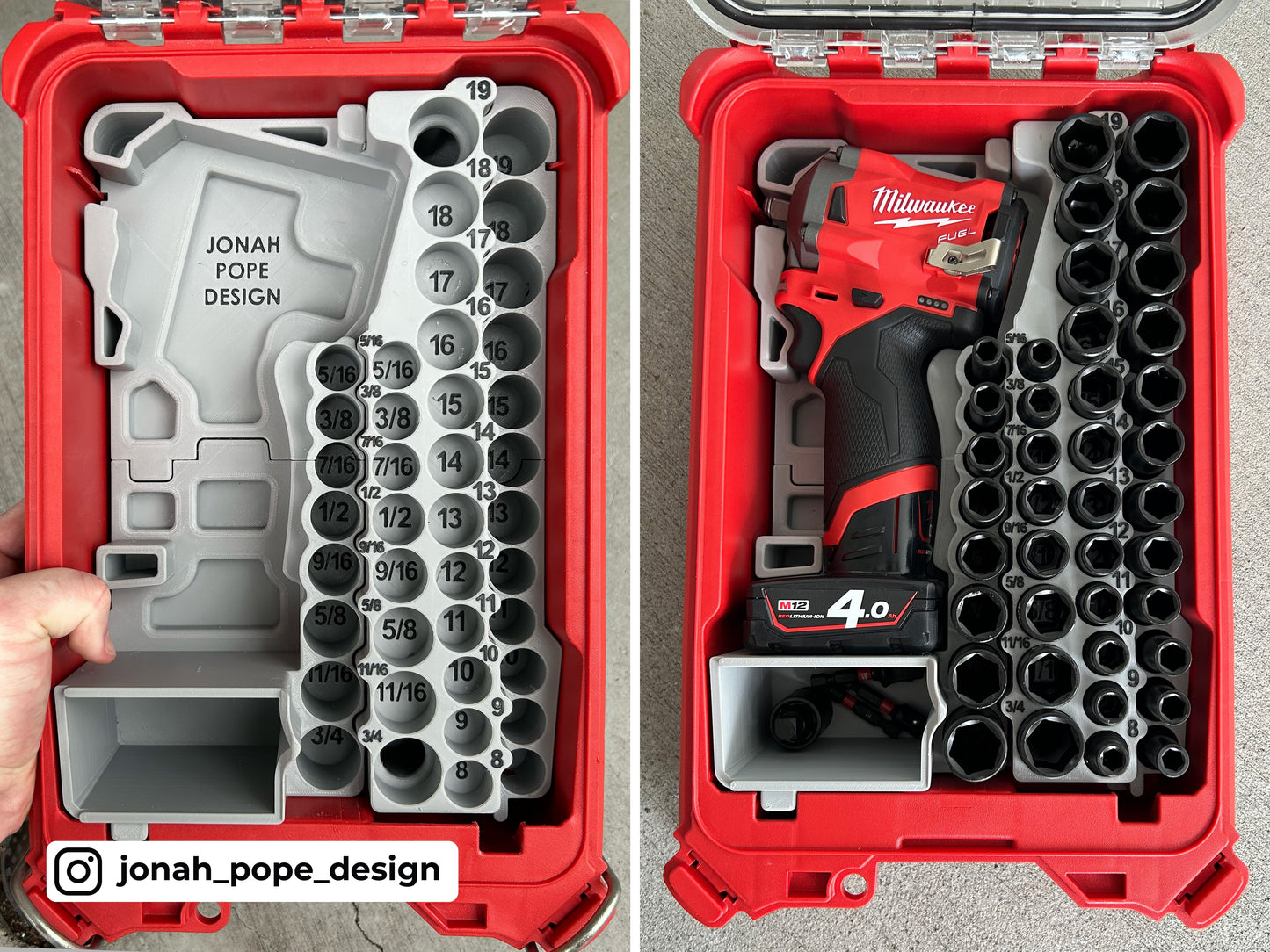 Milwaukee Packout Insert for Packout M12 Stubby 3/8" Impact | Jonah Pope Design (Insert Only)