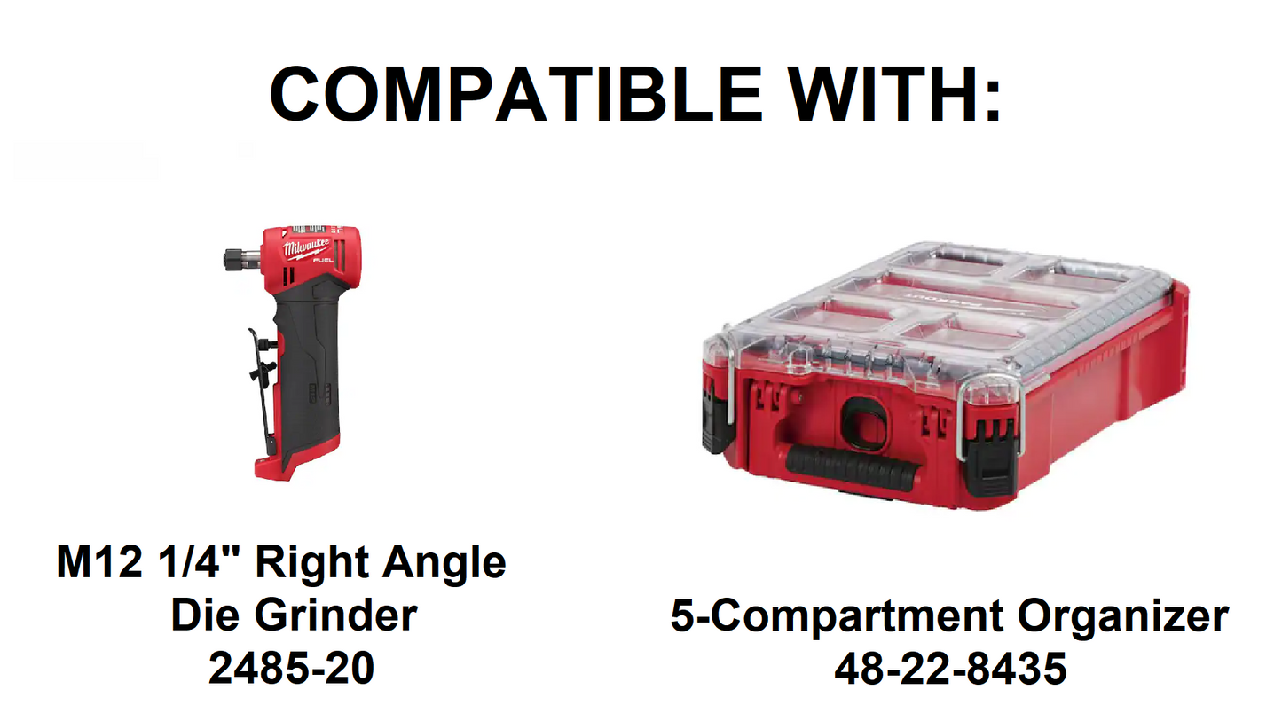 Milwaukee Packout Insert for M12 Right Angle Die Grinder  | Jonah Pope Design (Insert-only)