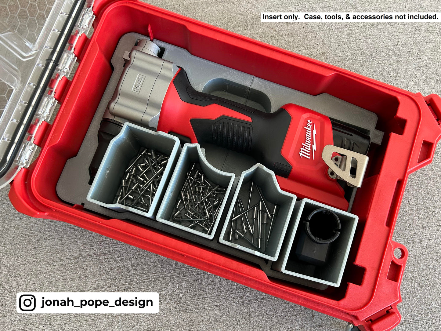 M12 Rivet Gun Insert for Milwaukee Packout  | Jonah Pope Design (Insert-only)