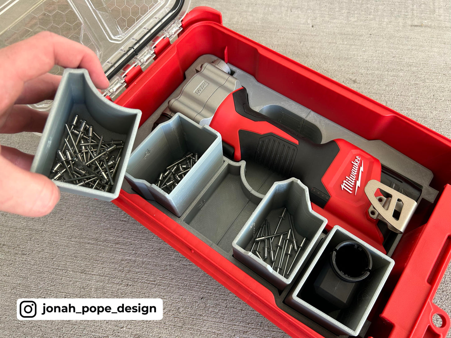 M12 Rivet Gun Insert for Milwaukee Packout  | Jonah Pope Design (Insert-only)