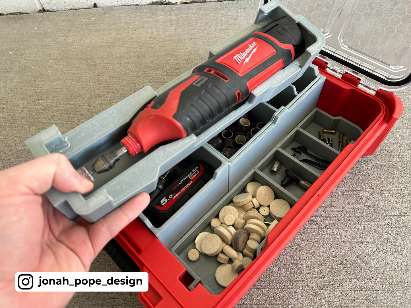 M12 Rotary Dremel Tool Insert for Milwaukee Packout  | Jonah Pope Design (Insert-only)