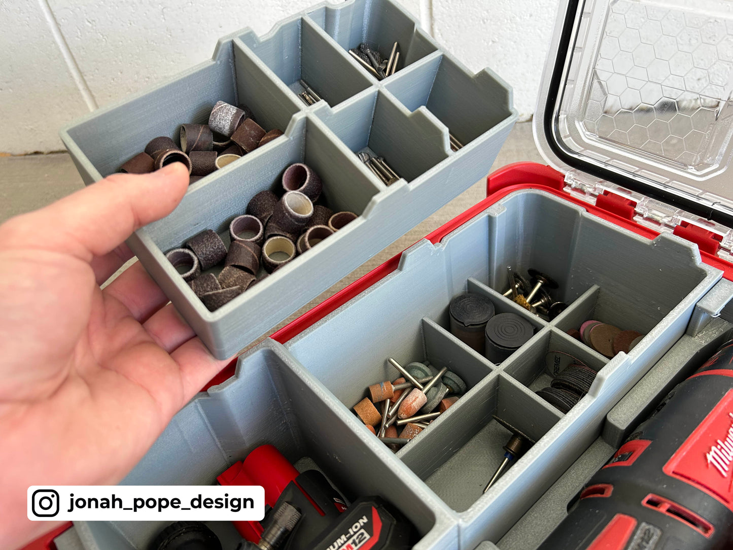 M12 Rotary Dremel Tool Insert for Milwaukee Packout  | Jonah Pope Design (Insert-only)