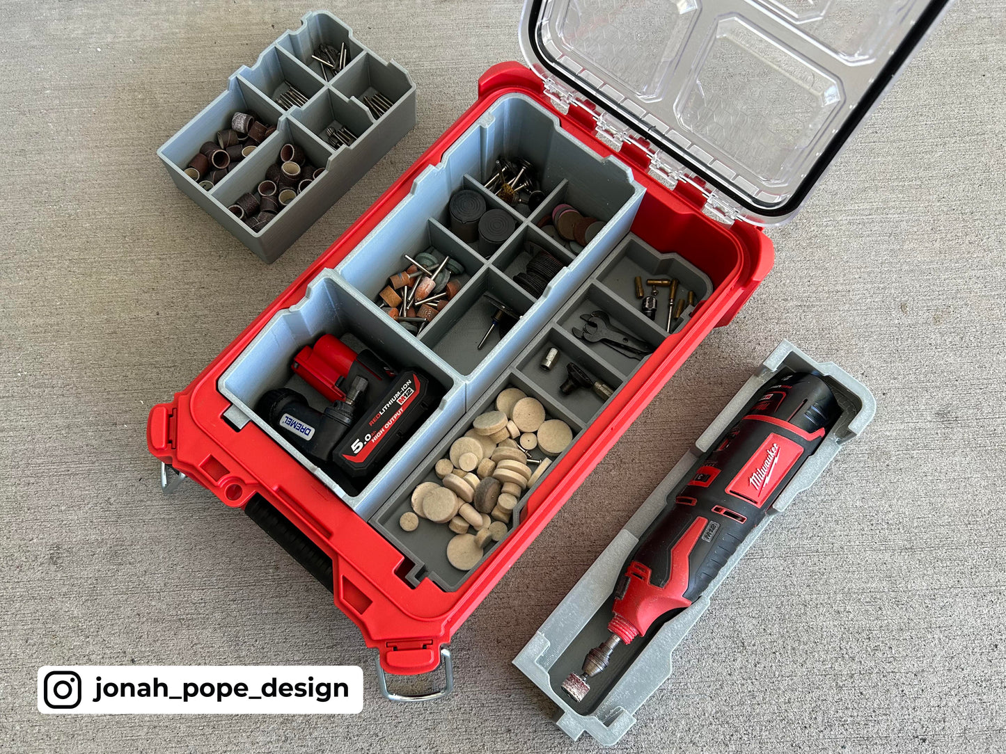 M12 Rotary Dremel Tool Insert for Milwaukee Packout  | Jonah Pope Design (Insert-only)